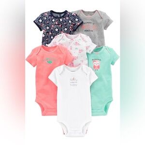 Carter's Short Sleeve Bodysuit/Onesie | Qty 6 | Size 6-9 Months